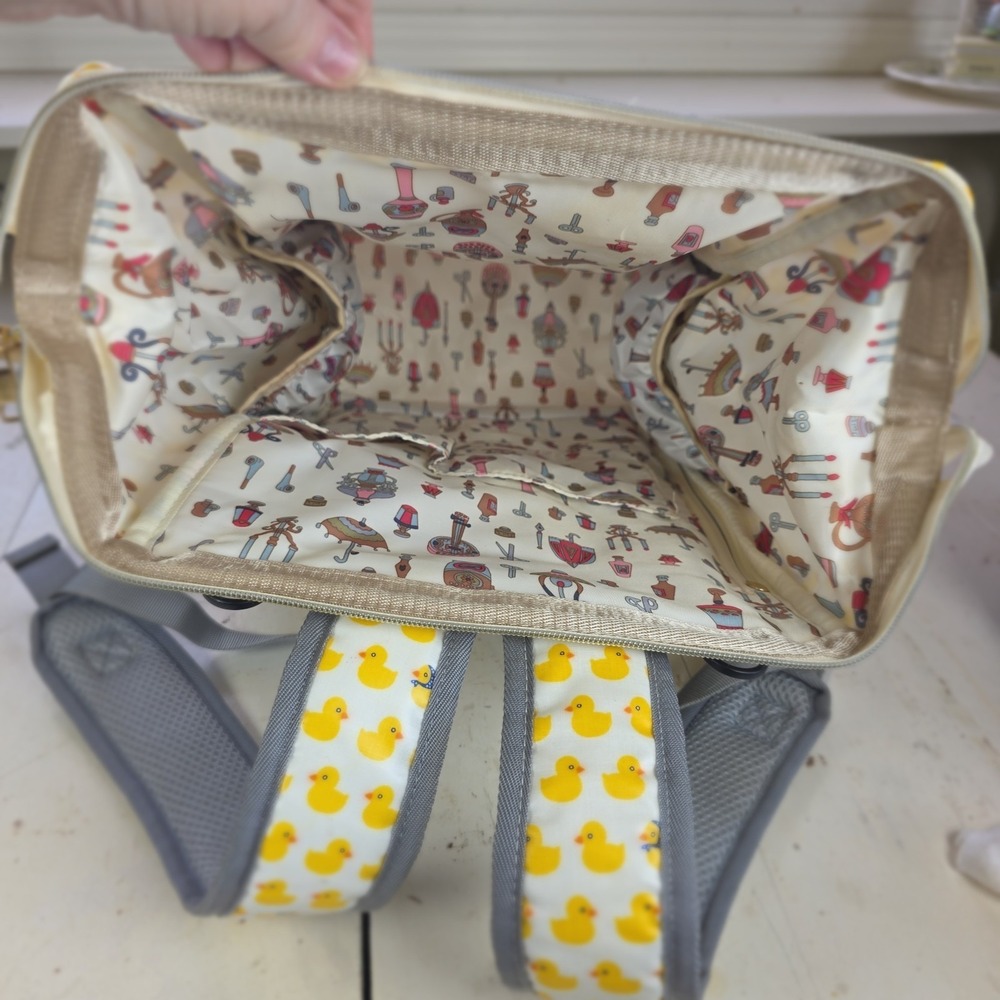Yellow Rubber Duck Print Washable Waterproof Backpack Diaper Bag Travel - Picture 9 of 15